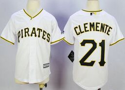 Youth Pittsburgh Pirates #21 Roberto Clemente White New Majestic Authentic Stitched MLB Jersey