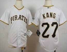 Youth Pittsburgh Pirates #27 Jung-ho Kang White Authentic stitched MLB jersey