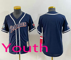 Youth San Diego Padres BlankNavy Throwback Authentic Stitched MLB Jersey