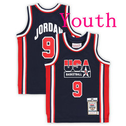 Youth USA Basketball Dream Team Blue #9 Michael Jordan Jerseys