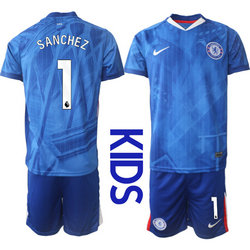kids 2025-26 Chelsea #1 SANCHEZ Home Soccer Club Jersey
