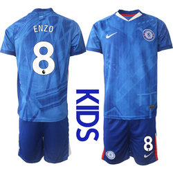 kids 2025-26 Chelsea #8 ENZO Home Soccer Club Jersey
