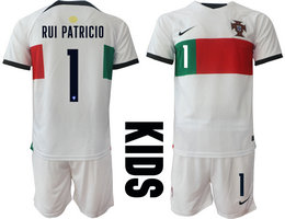 kids Portugal #1 PUI PATRICIO Away goalkeeper soccer jerseys