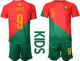 kids Portugal #9 HORTA Home goalkeeper soccer jerseys